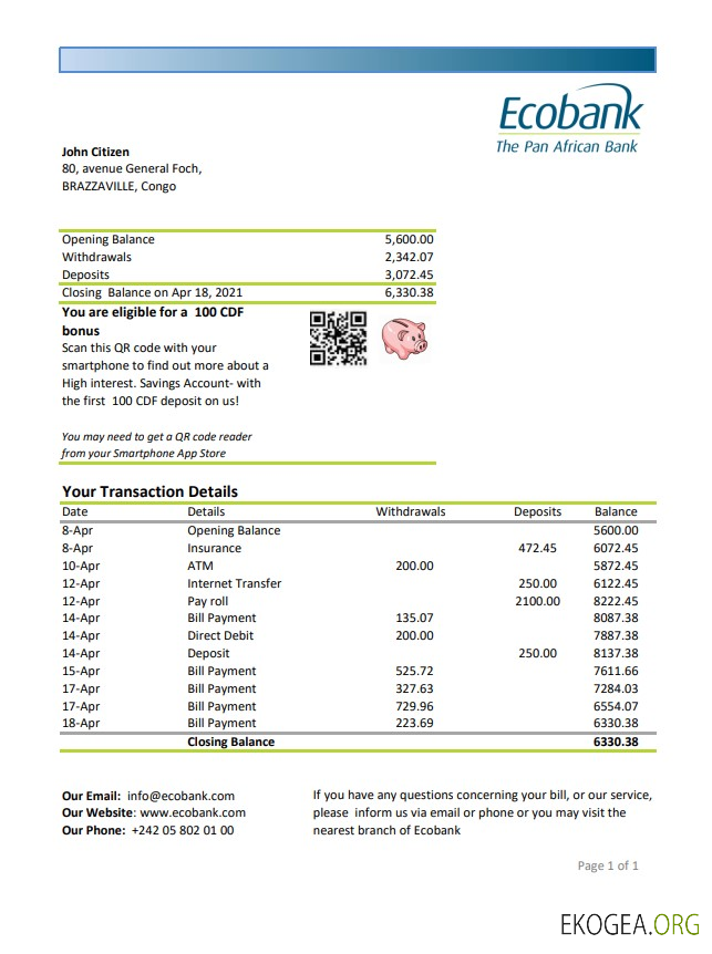 Congo Ecobank excel pdf
